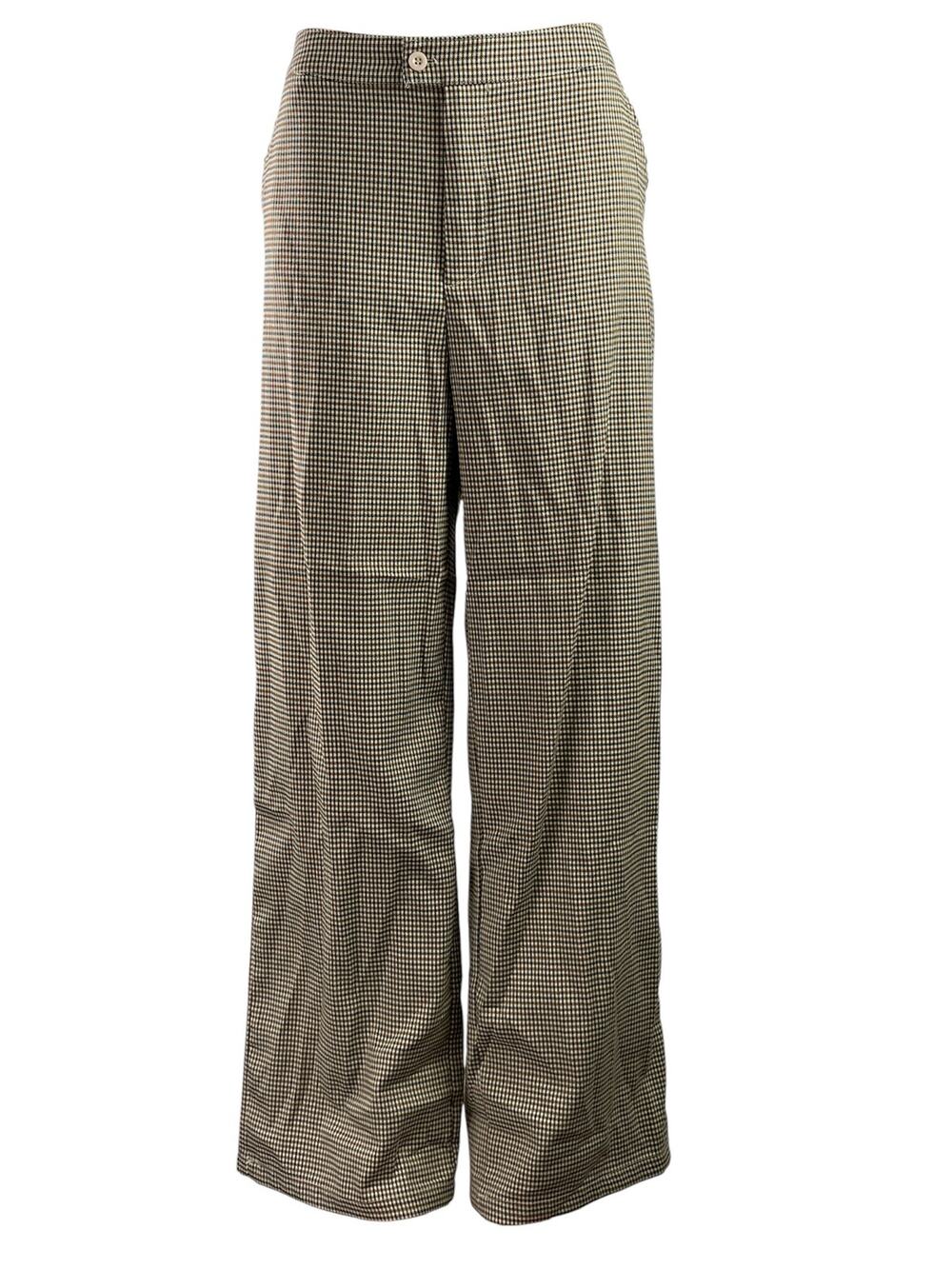 Princess Polly Brown Plaid Checkered High Waisted Wide Leg Trousers Pants Sz 12